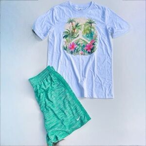 Jordan Boys Tropical Graphic T-Shirt & Nike Dri-FIT Shorts Set - Youth L- NWT